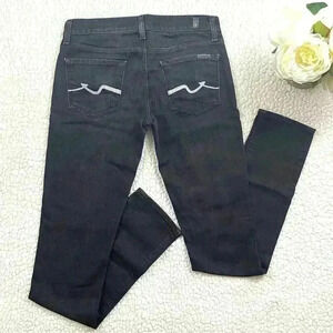 7 For Mankind Roxanne Black Faded Stretch Embezzled Pocket Ankle Jeans Size 26